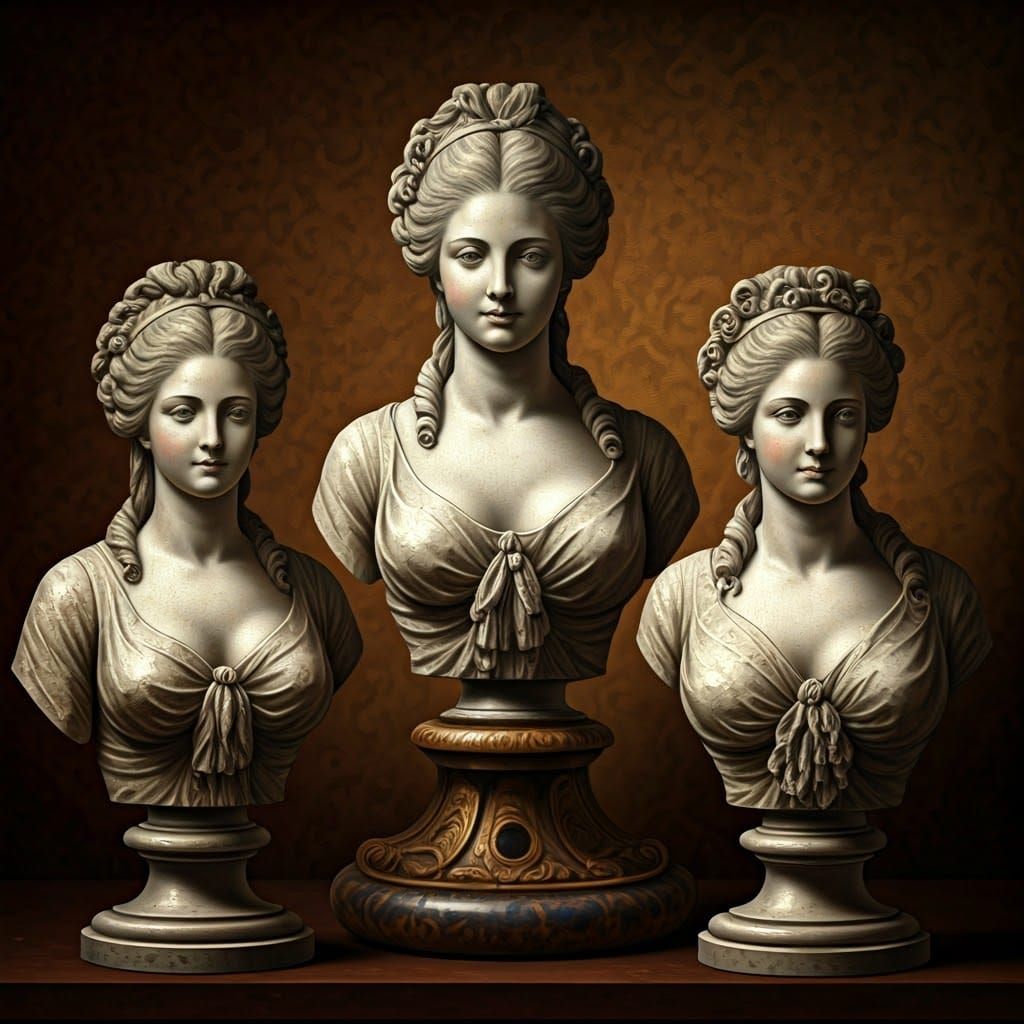 Ornate 18th-Century Figurehead Busts in Rembrandt Style