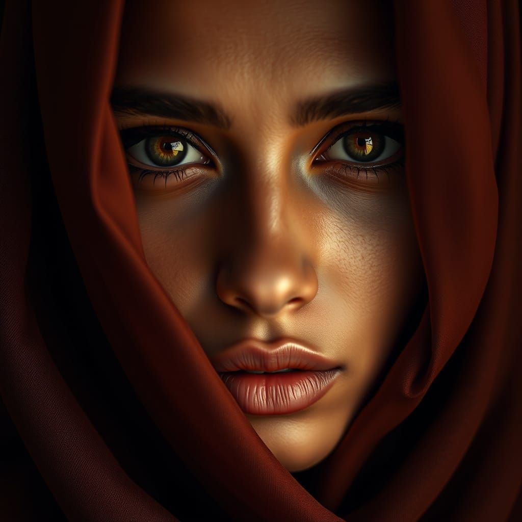 Mysterious Afghan Woman in Golden Light