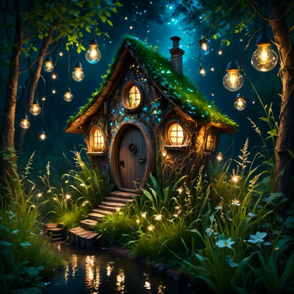 Ethereal Fairy Lights and Fireflies Composition