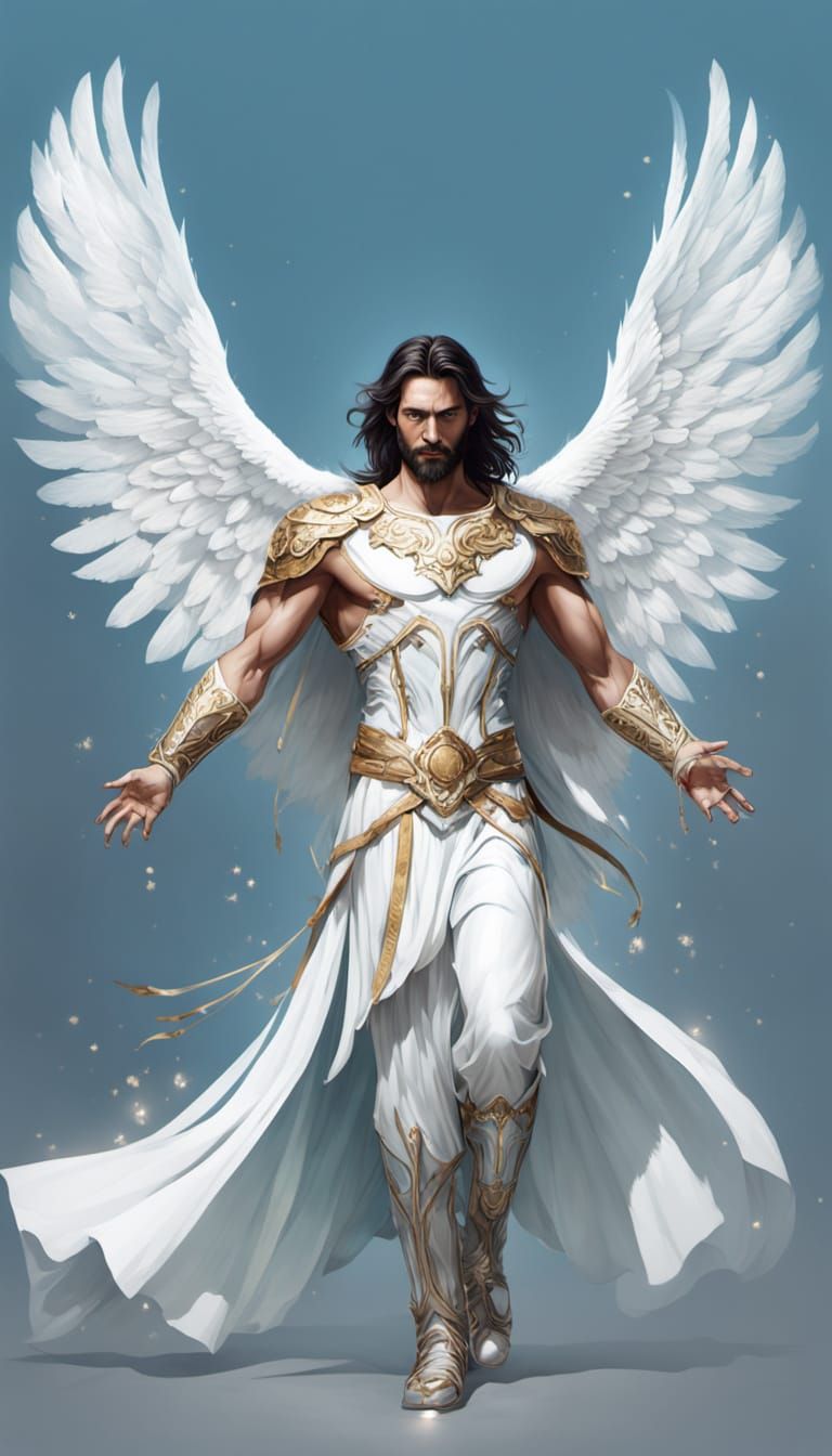 Majestic Male Angel Concept Art with Pearlescent Sheen