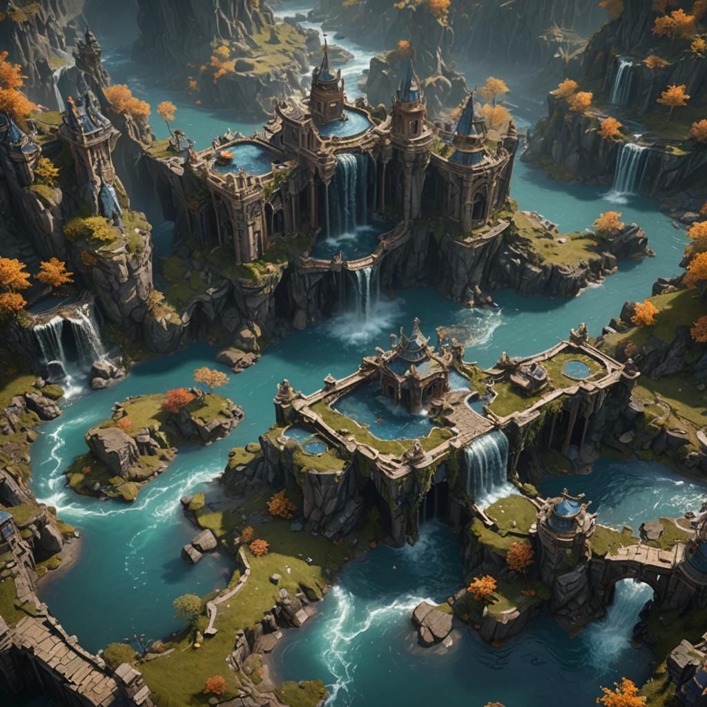 Fantastical Water Castle Concept Art
