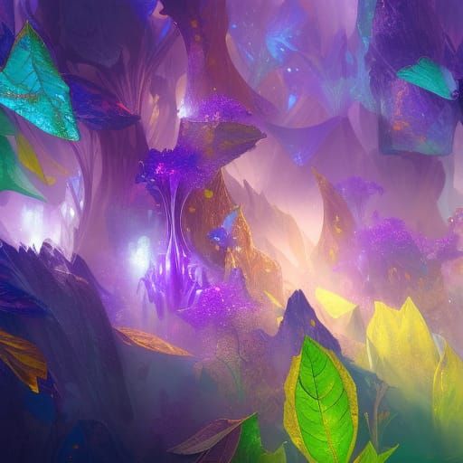 Gem Glass Leaves in Detailed Matte Painting