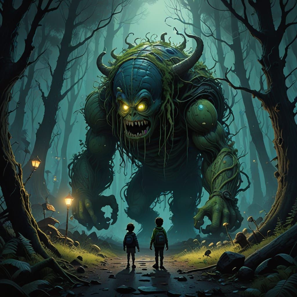 Monsters Inc Mike Wazowski Devours Child in Dark Fantasy Lan...