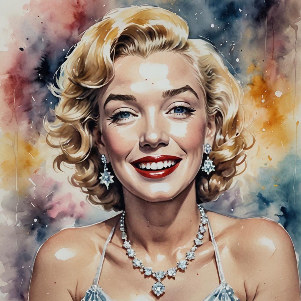 Glamorous Portrait of Actress with Diamond Necklace