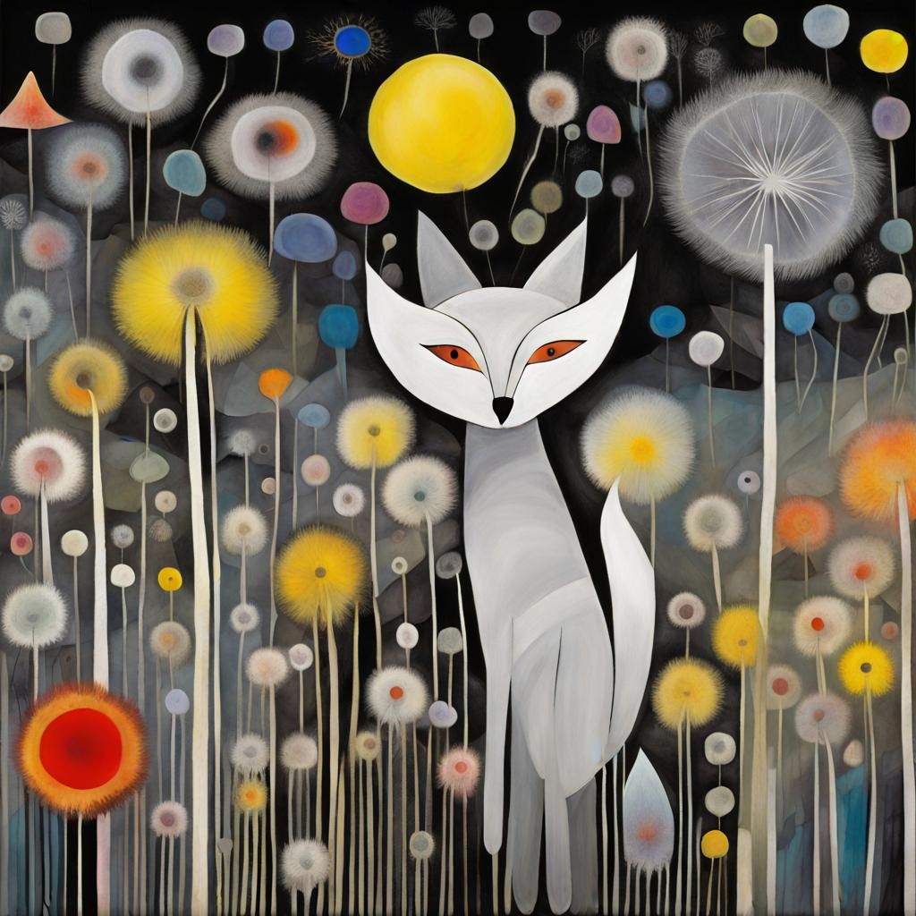 Fairy fox folk   in a Million Dandelion dreamscape,  making ...