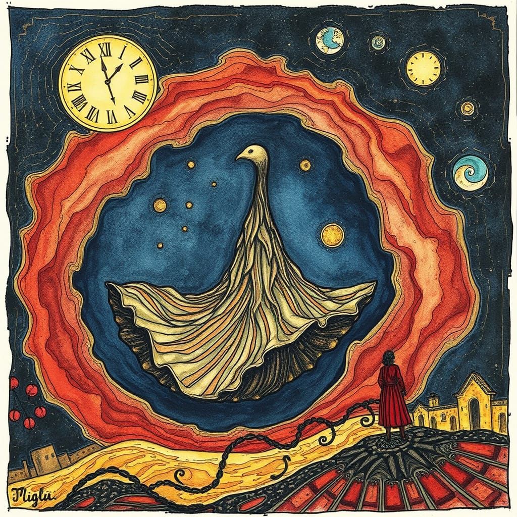 Dramatic Van Gogh-Inspired Biomorph in Vibrant Metallic Colo...