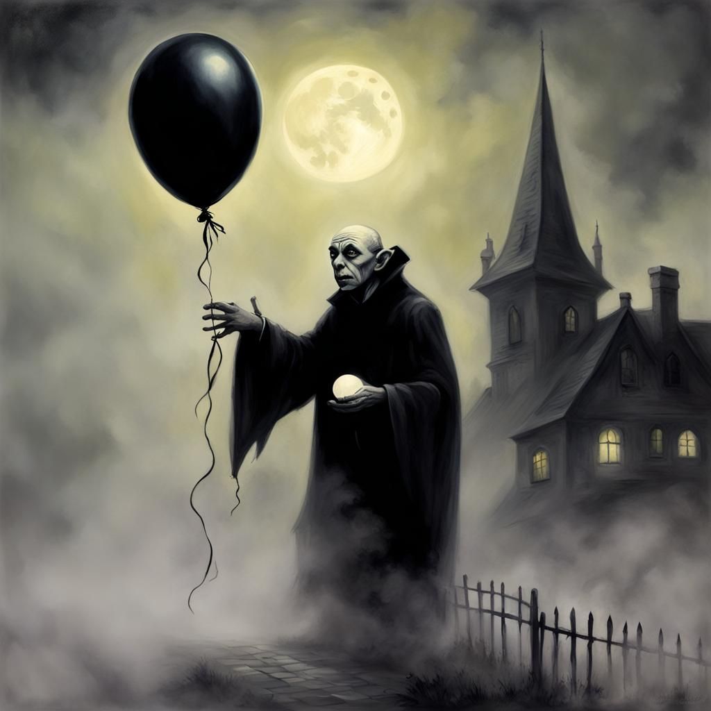 Nosferatu's Luminous Balloon: A Spooky Halloween Fantasy