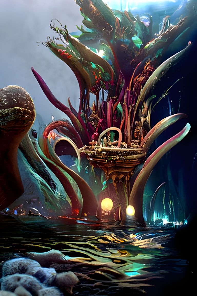 Magical Bioluminescent Alchemy Lab in Fantasy Style