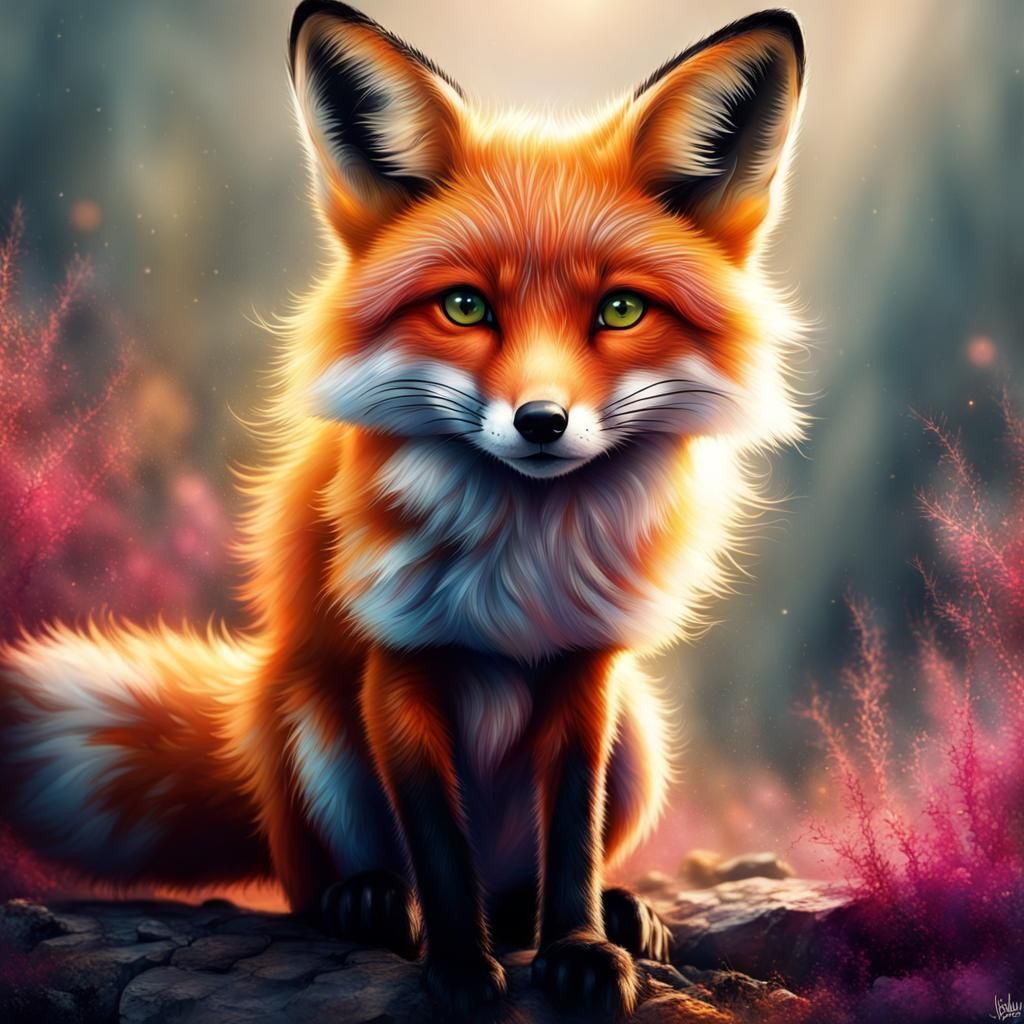 Elegant Fox in Colorful and Detailed Style