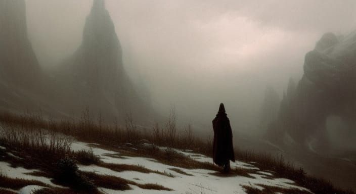 Lonely Wolf in Winter Landscape: Hyperdetailed Digital Paint...