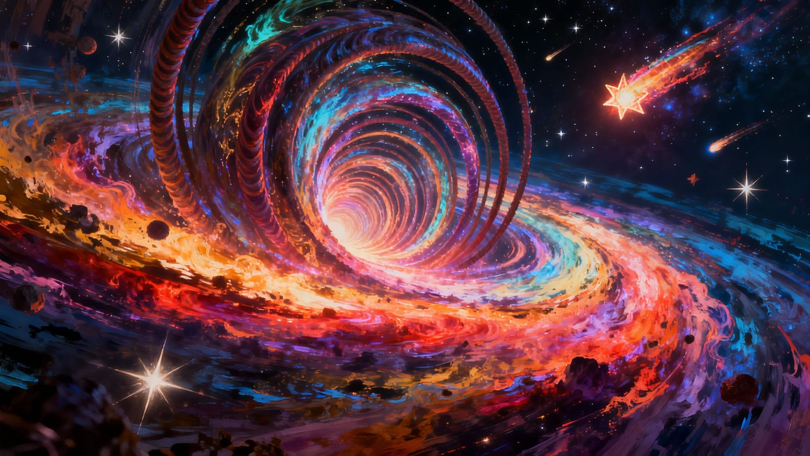 Cosmic Vortex Tunnel of Star Creation Painting