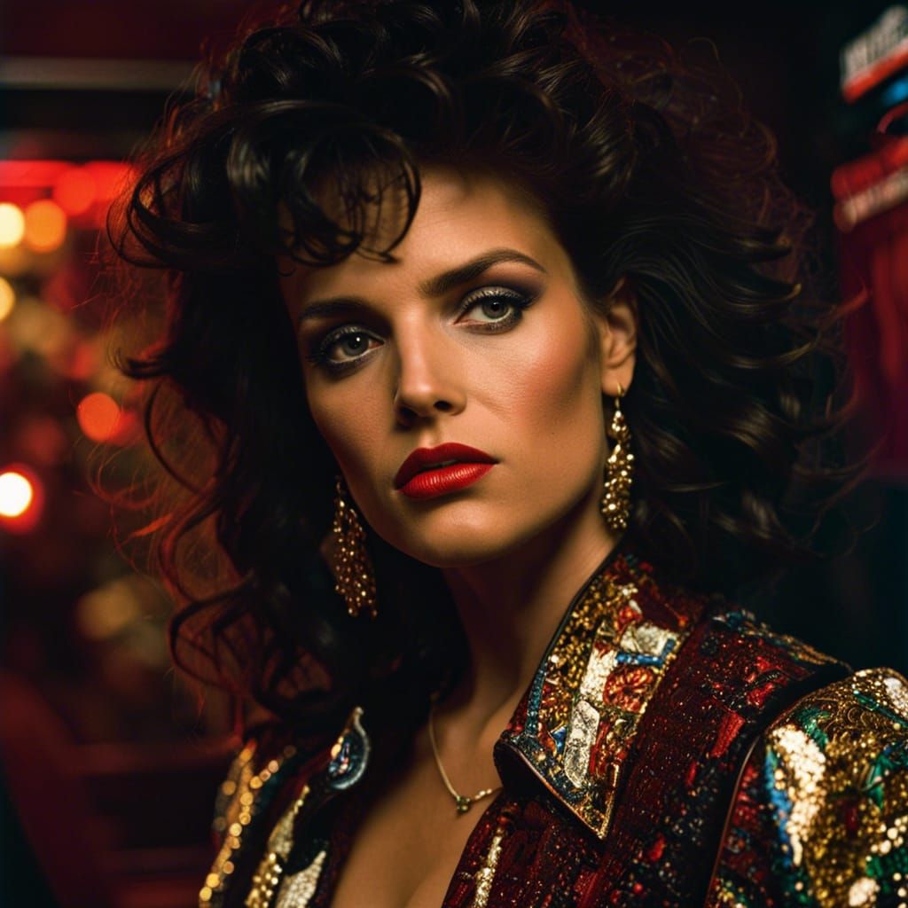 1980s-Style Poster of a Woman with Bold Style