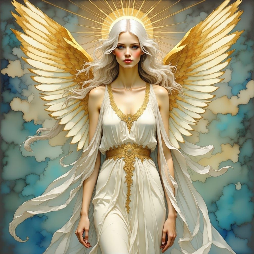 Ethereal Angel in Art Nouveau Style