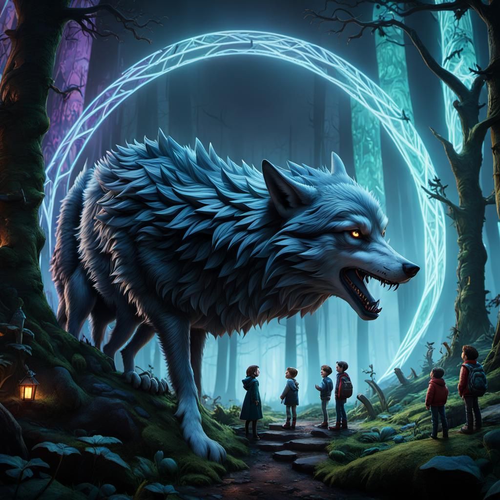 Elementary Students Talk with Legendary Wolf in Forest