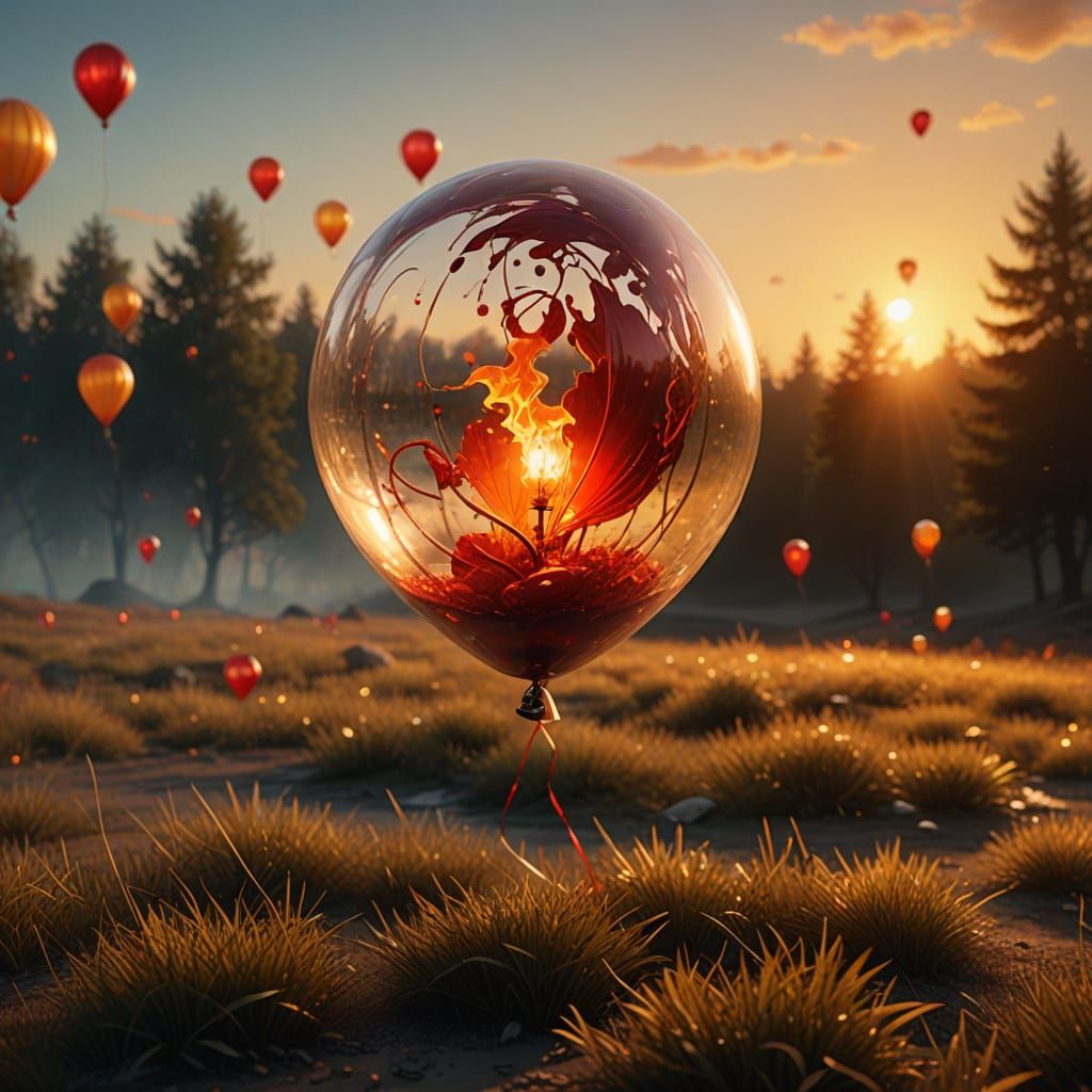Glass Balloon in Forest Clearing: Digital Matte Painting