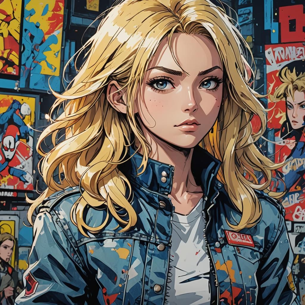 Blonde Anime Girl in Vibrant Comic Style