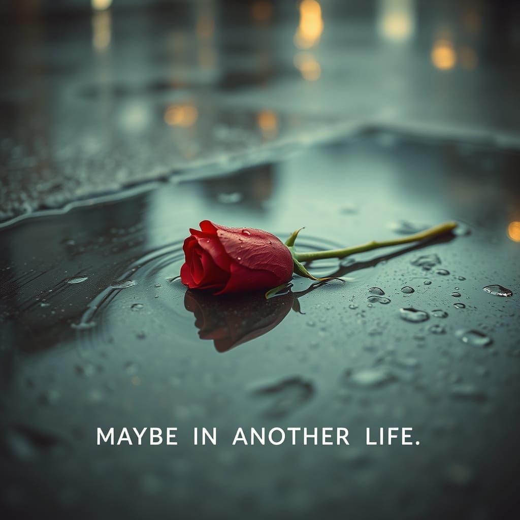 Vintage Rose in Rainy Day Reflections