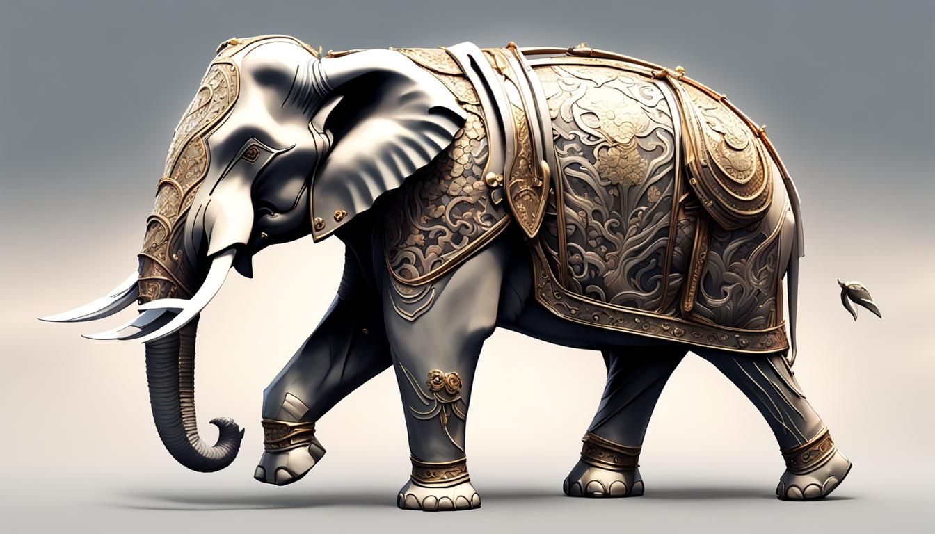 Armored Elephant: Asian-Inspired 3D Anime Art