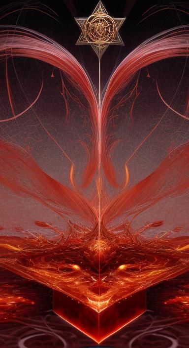 4k res symmetrical fractal random art effect and still motion illusion effect 33 layers multi-color all different reds l...