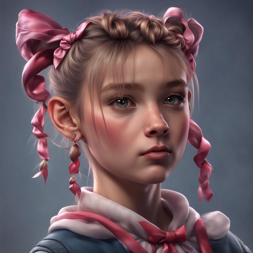 Girly Boy with Bows: Detailed Fantasy Art