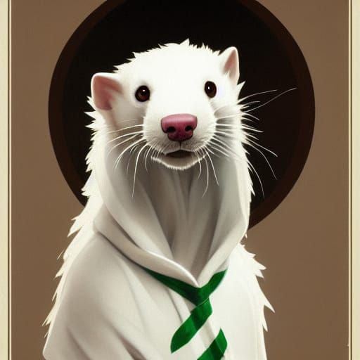 Slytherin Ferret Portrait in Hyperdetailed Concept Art