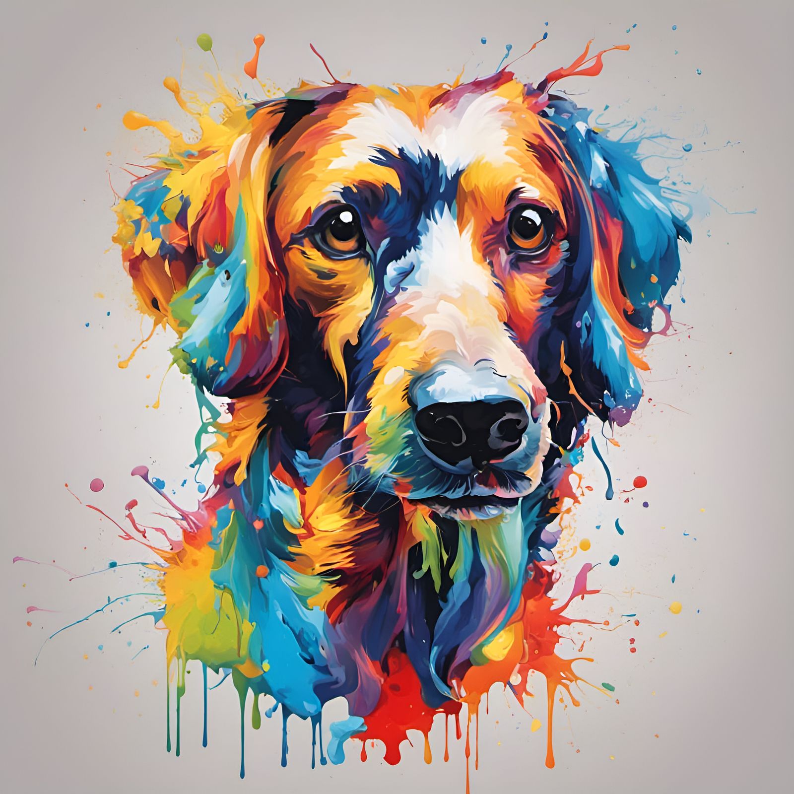 Colorful Liquid Portrait of a Dog in Splash Art