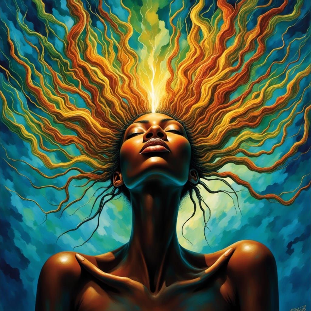 Elegant Black Woman Radiates Inner Peace