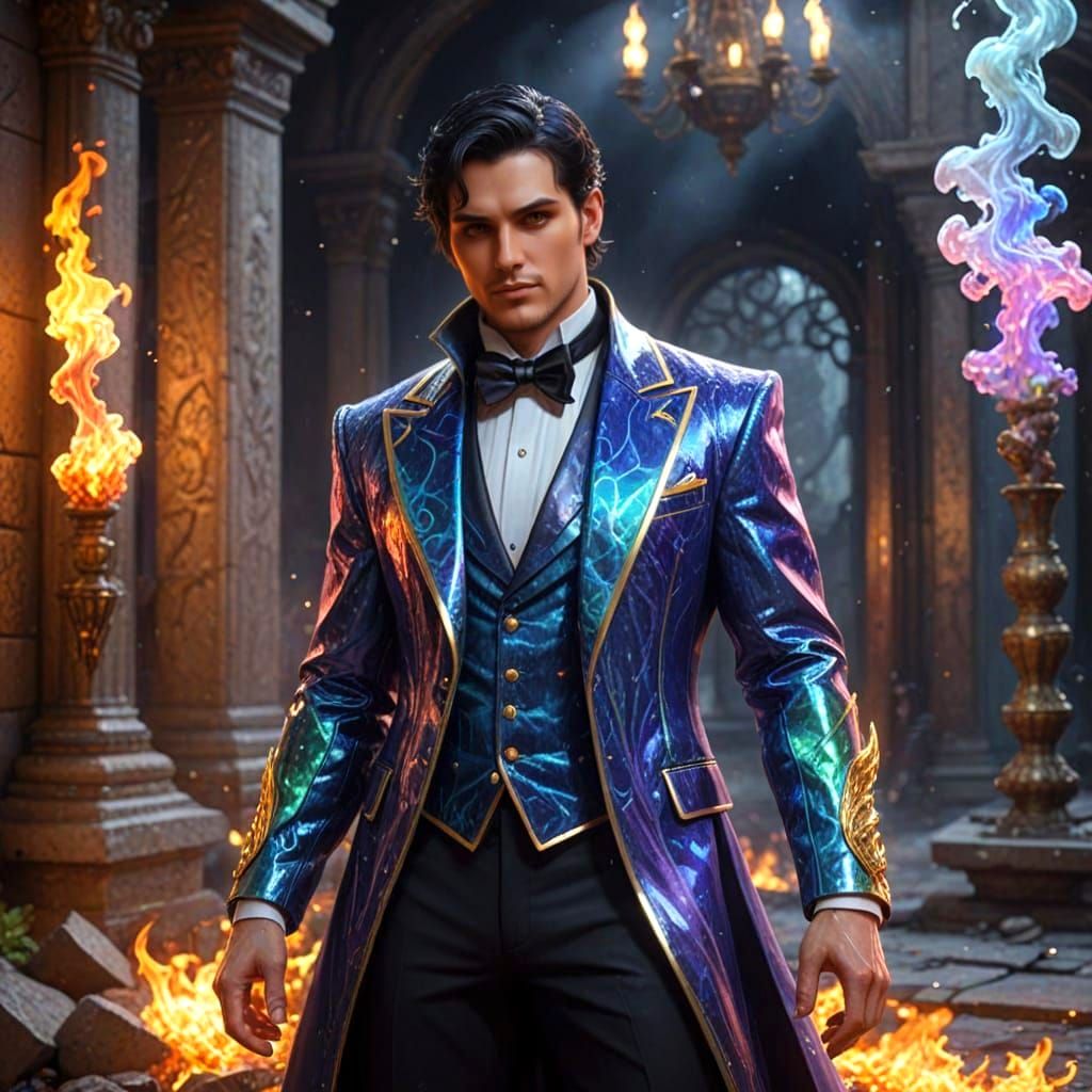 Ethereal Mage in Shimmering Crystal Tuxedo
