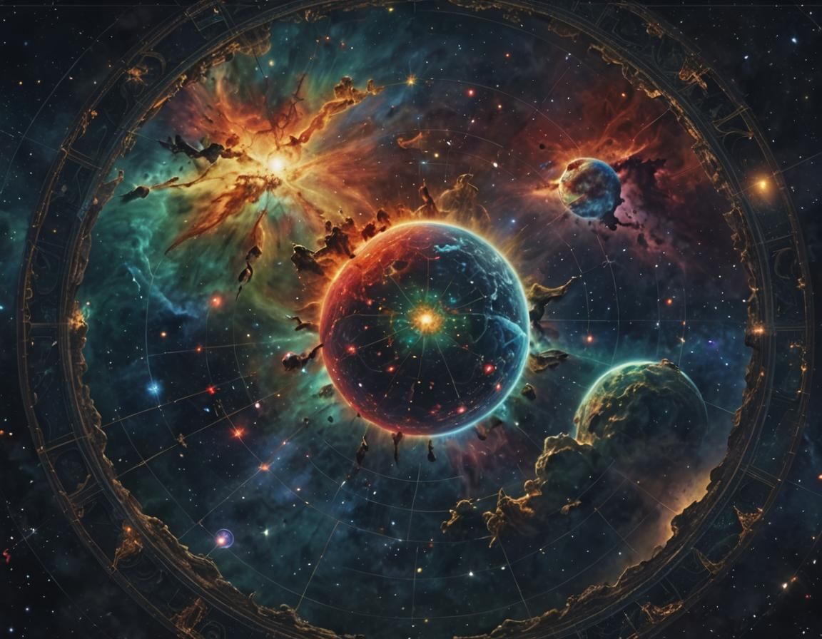 Complex Celestial Scene with Infinite Color Variety