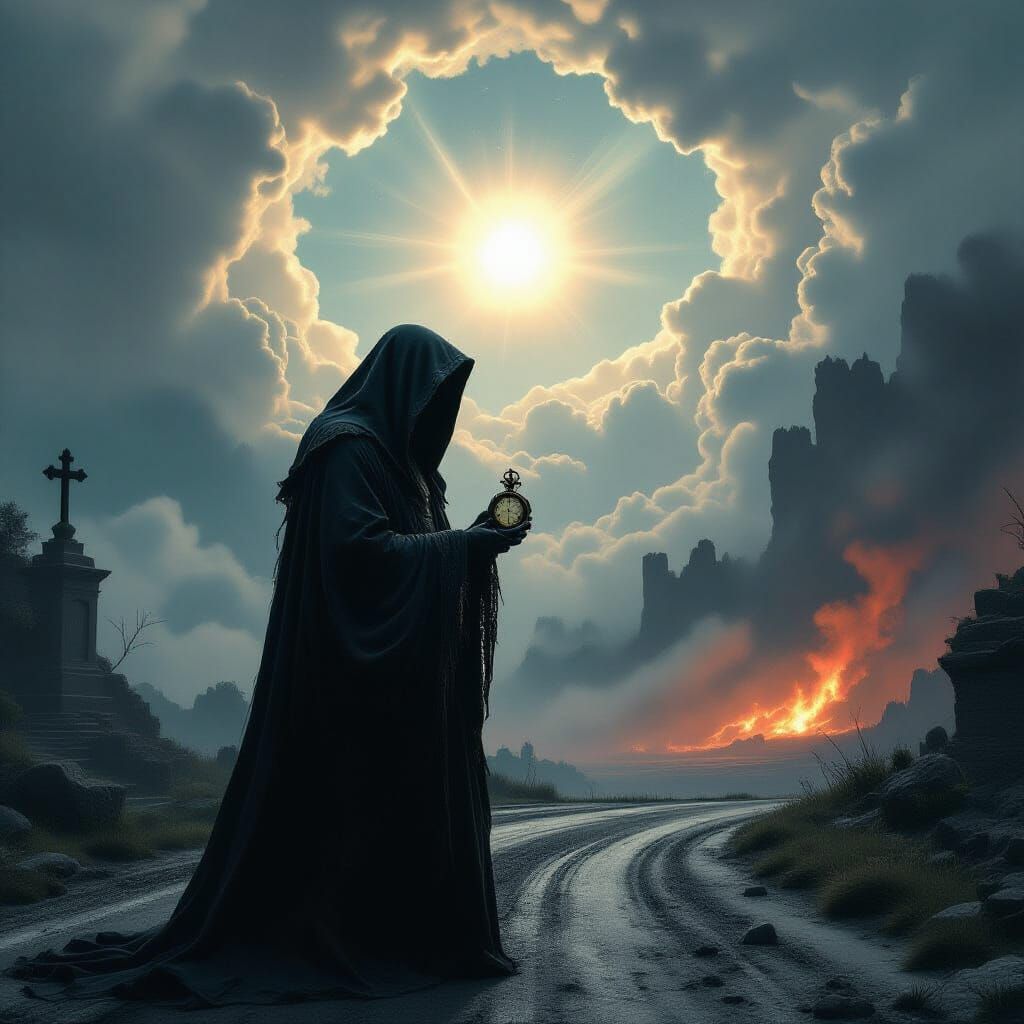 Grim Reaper at Crossroads, Celestial and Underworld Realms