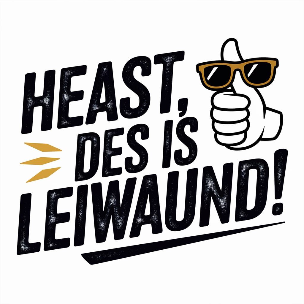 A bold street-style t-shirt design featuring the slogan "Heast, des is leiwaund!"