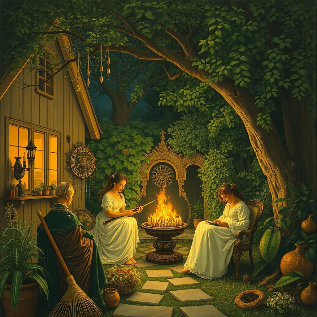 Suburban Coven's Esoteric Ritual in Dutch Baroque Style