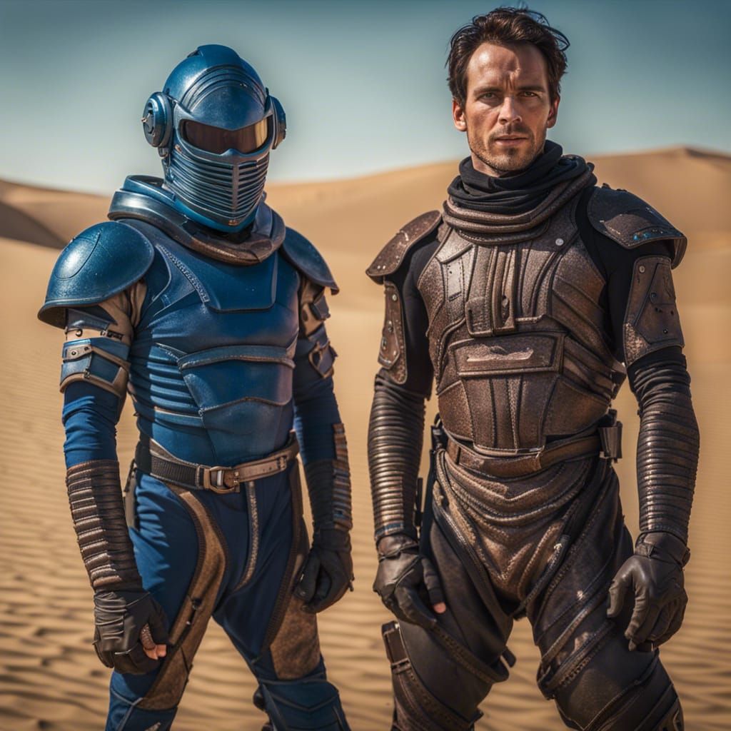 Paul and Chani on Arrakis in Stillsuits
