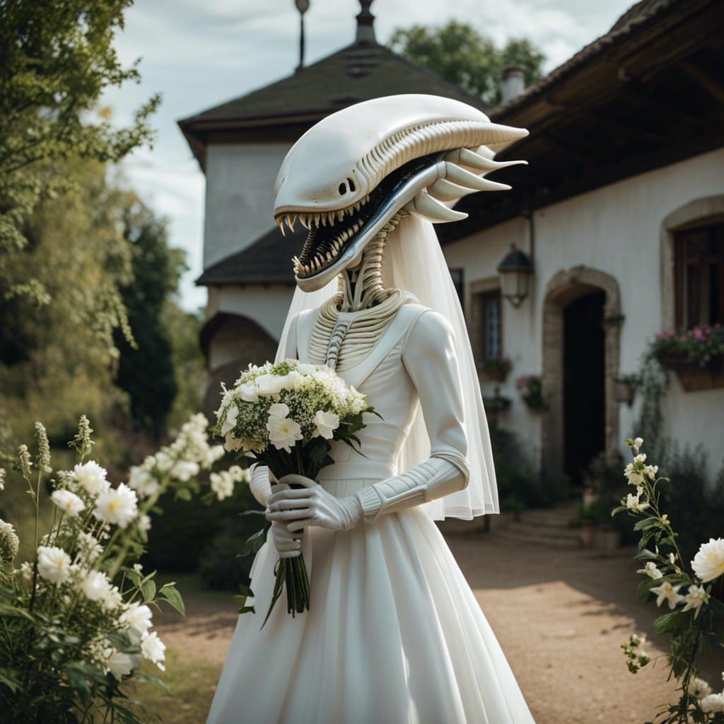 Xenomorph Bride in Wedding Dress