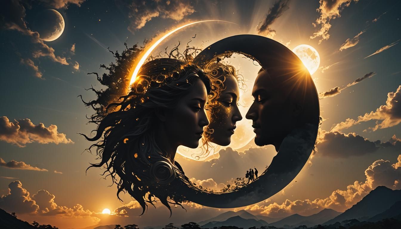 Yin Yang Solar Eclipse Silhouette Art