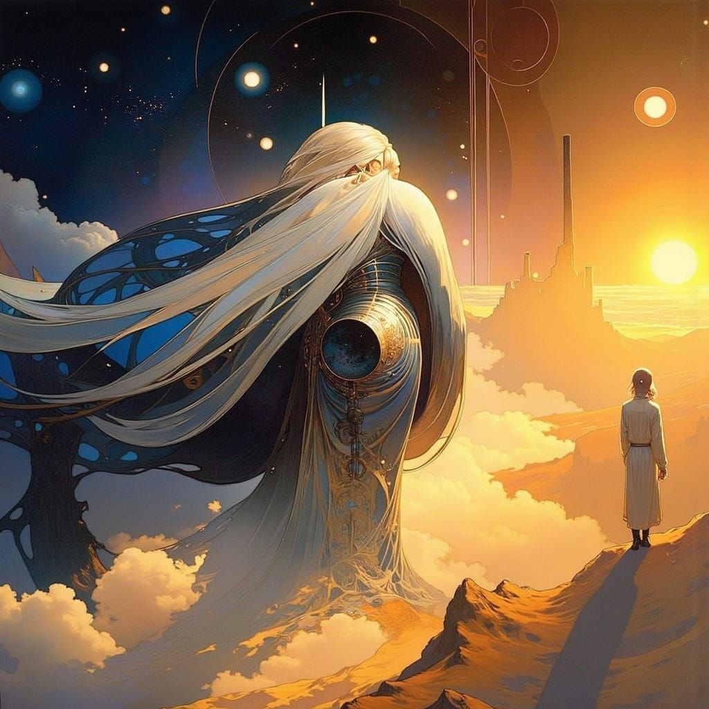 Desolate Moonlit Figure in Futuristic Digital Art