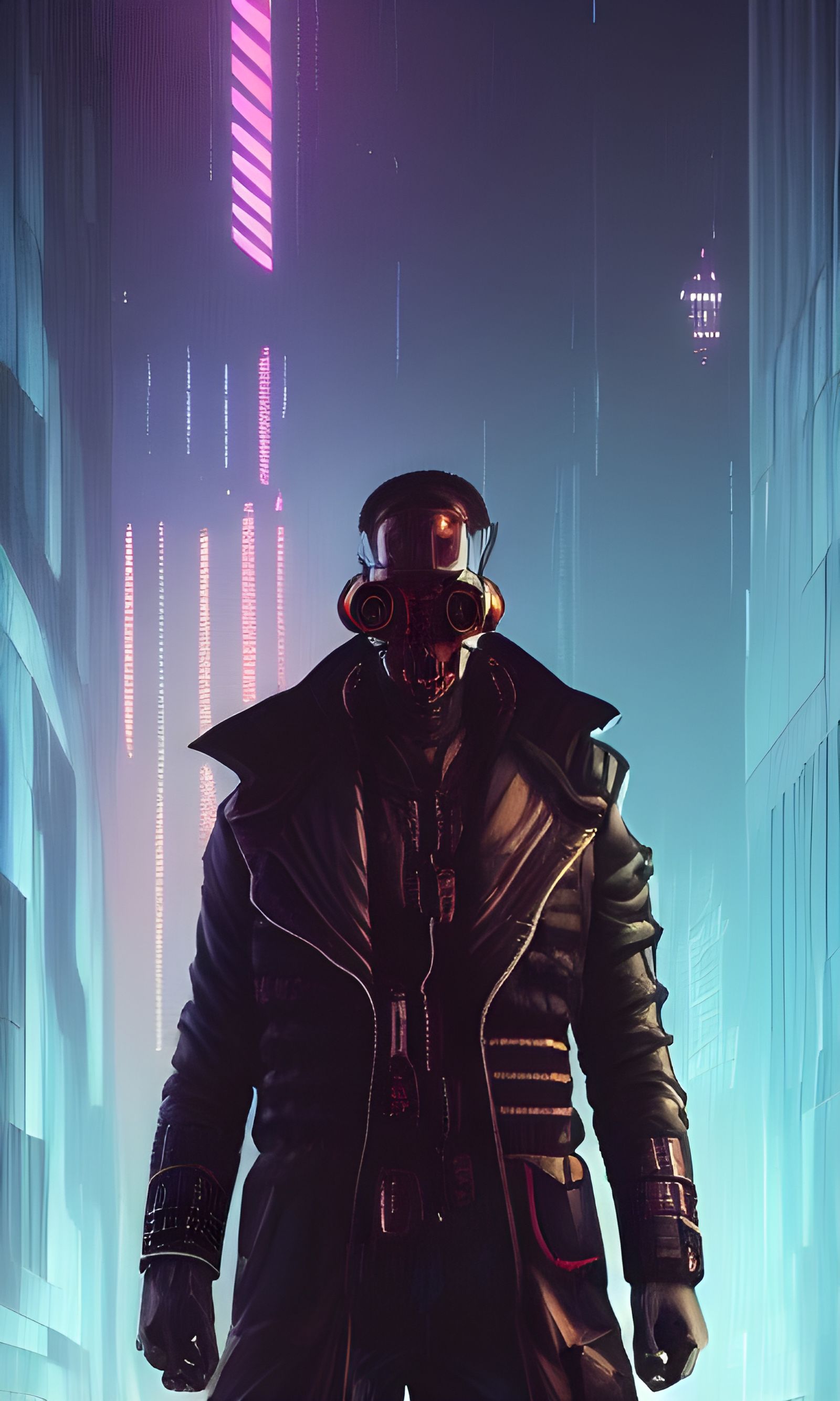 Cyberpunk Demon Hunter Portrait in Heroic Pose