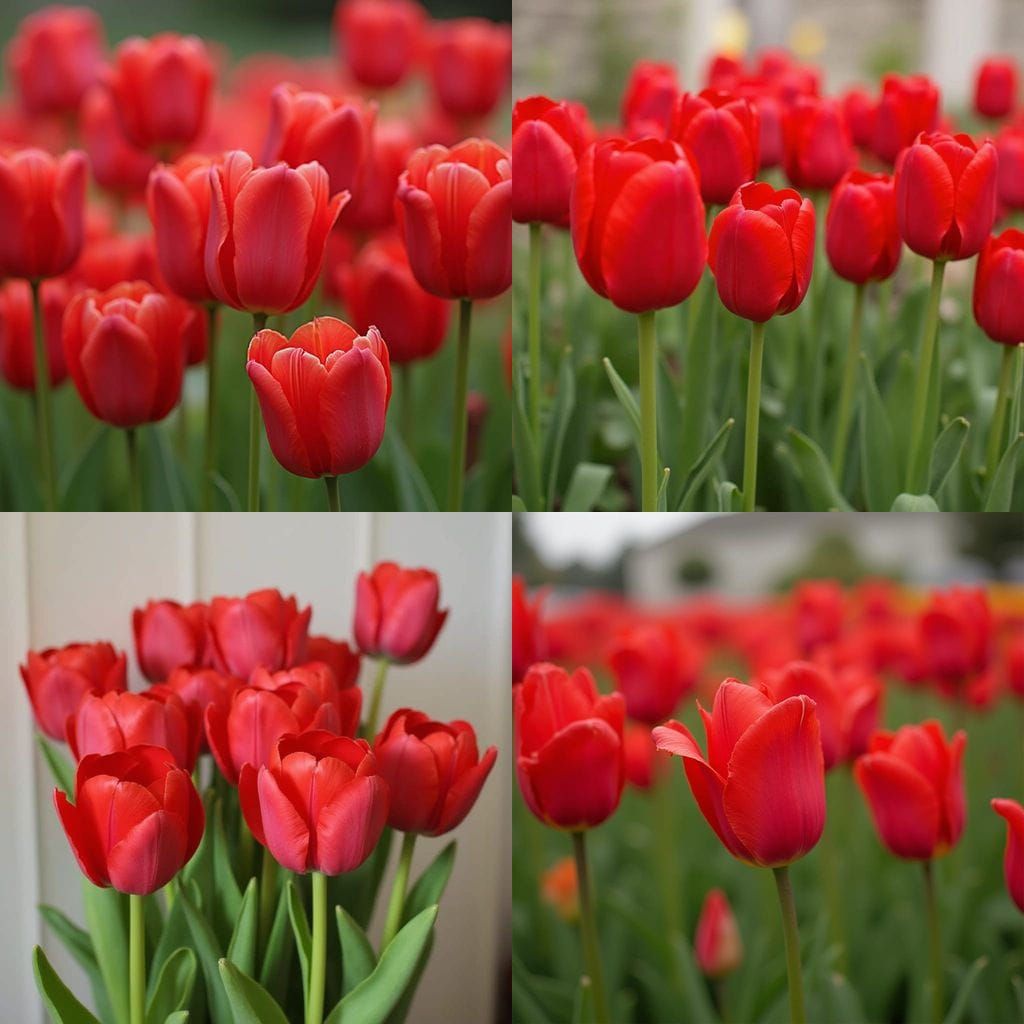 Vibrant Red Tulips in Full Bloom