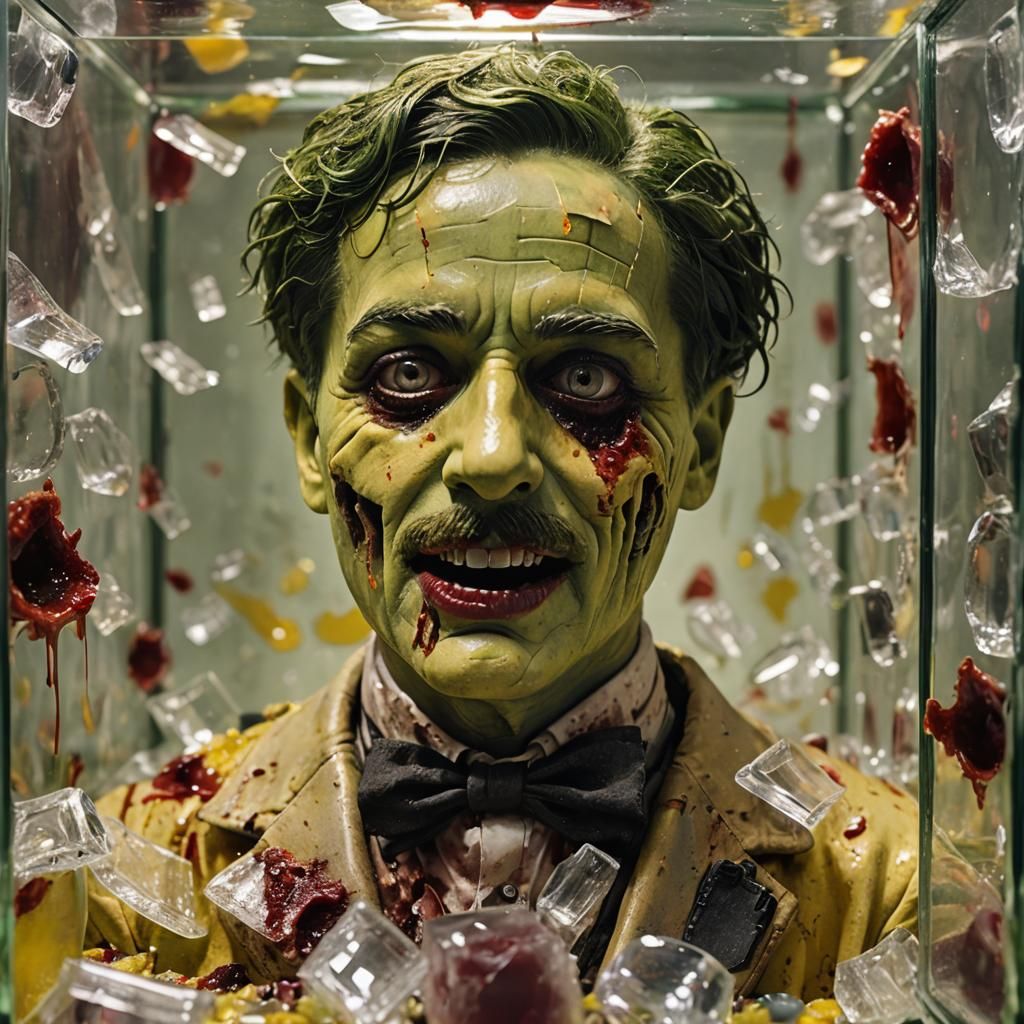 Zombie Charlie Chaplin in Crystal Cube