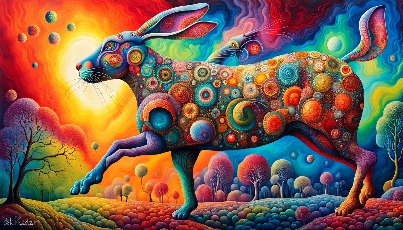 Surreal Manhorse Bunny in Abstract Expressionist Style