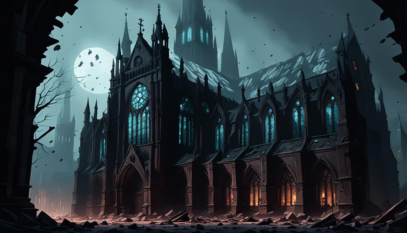 Gothic Cathedral in Dark Fantasy Style