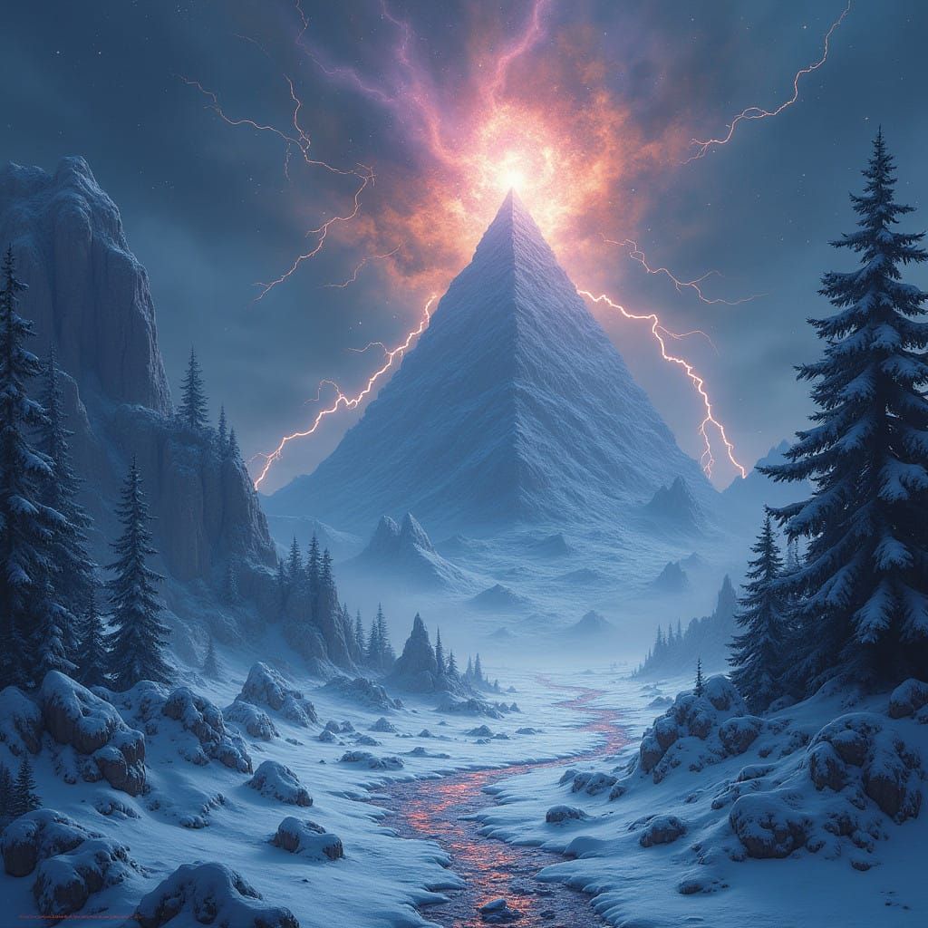 Ethereal Gods Wage Cosmic Battle Amidst Interstellar Snow