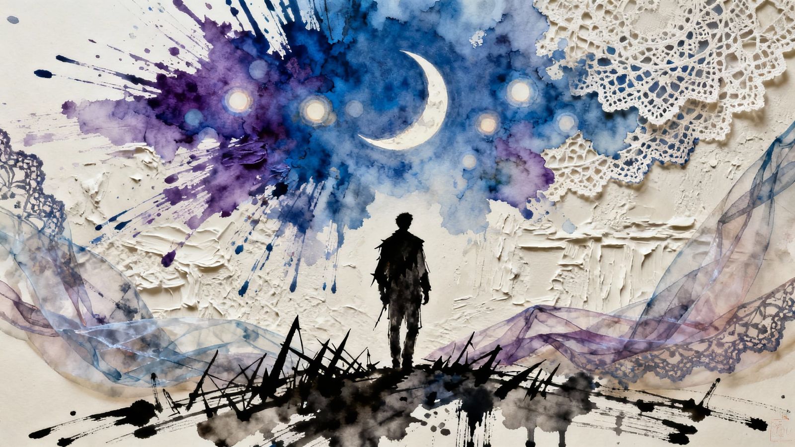 Lone Wanderer Under Lace Moon