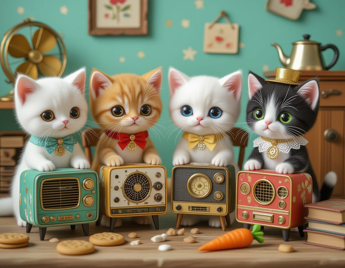 Vintage Kitten Creatures in Bohemian Whimsy