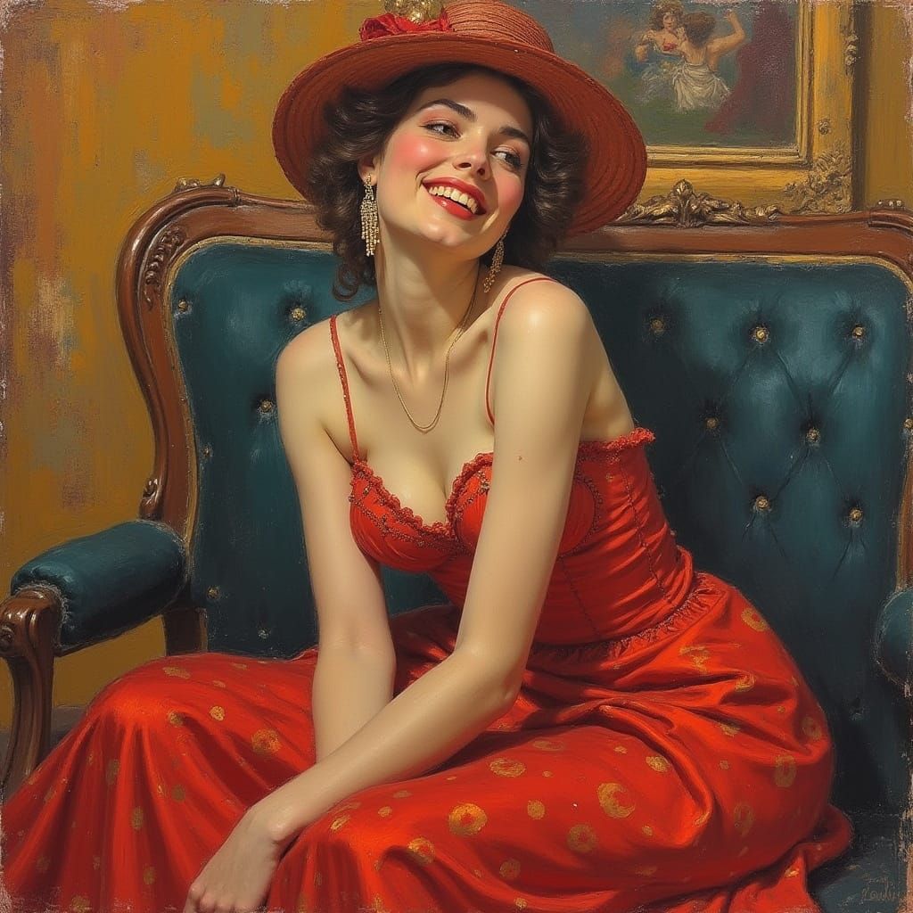 Toulouse Lautrec Style Portrait of a Gay Can-Can Dancer