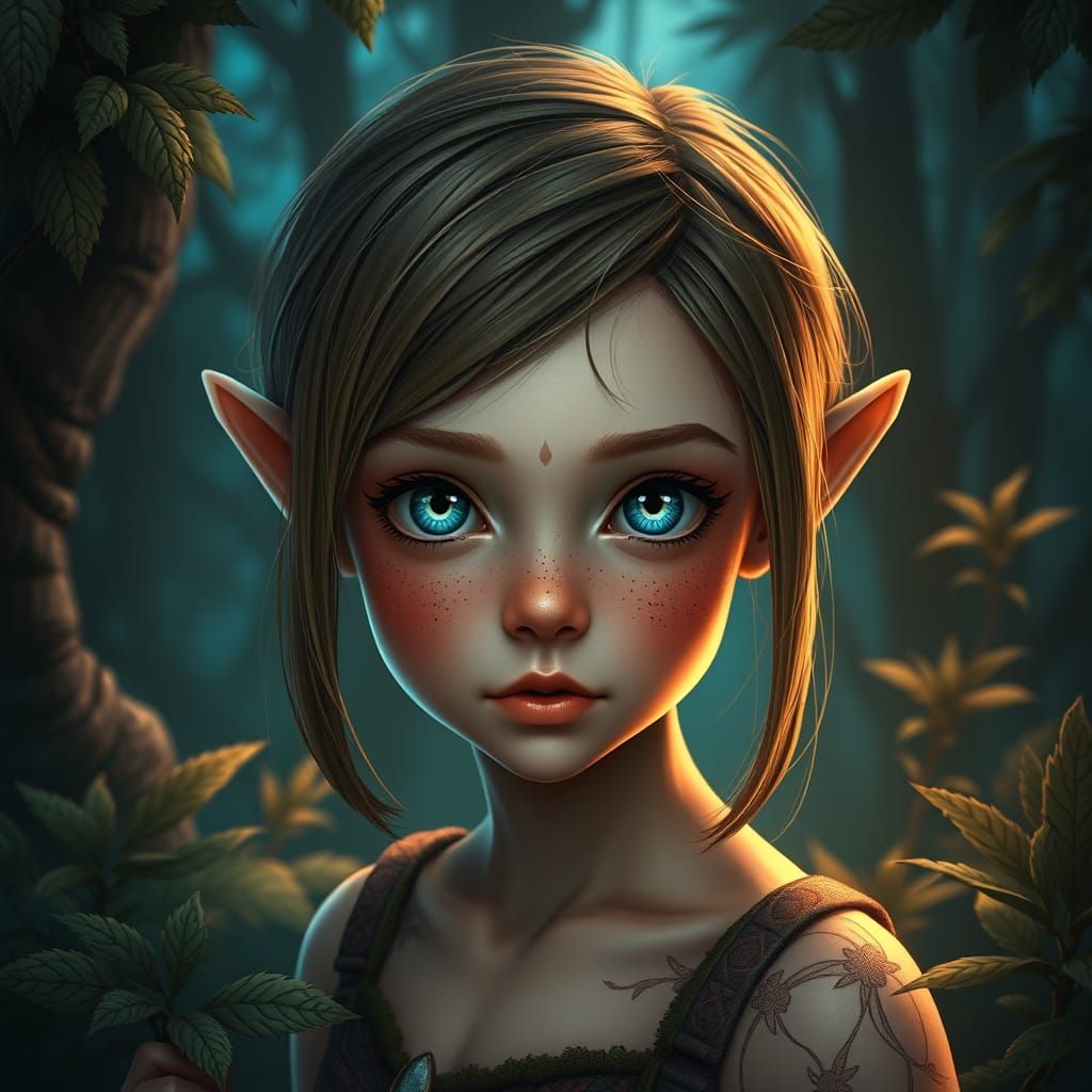 Enchanting Elf Maiden in Midnight Glow