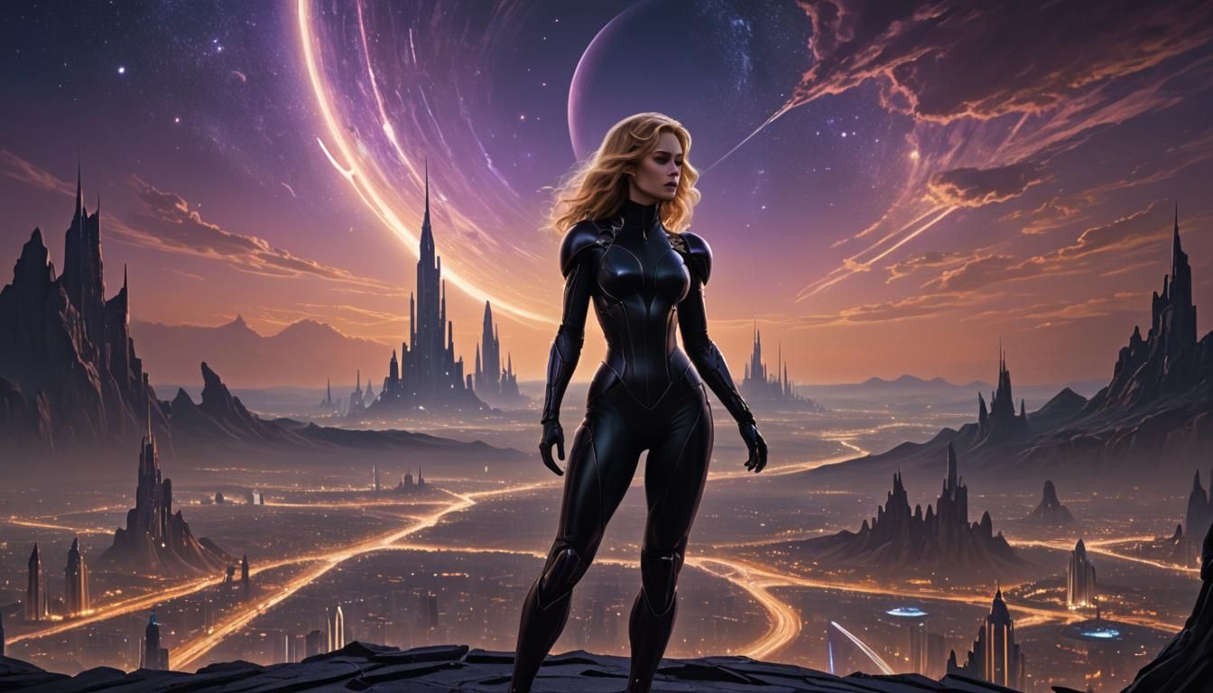 Barbarella on Alien Planet in Digital Art Style