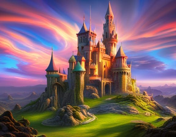 Psychedelic Fantasy Castle: A Dreamlike Vision