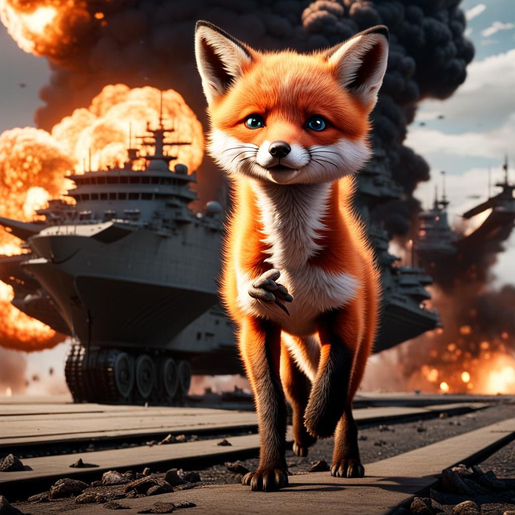 Evil Fox Walks Away From Explosion: 16k CGI