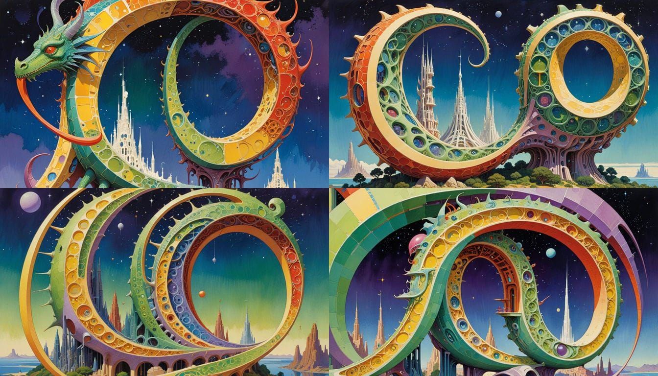 Surreal Sci-Fi Handbook Cover in Art Nouveau Style